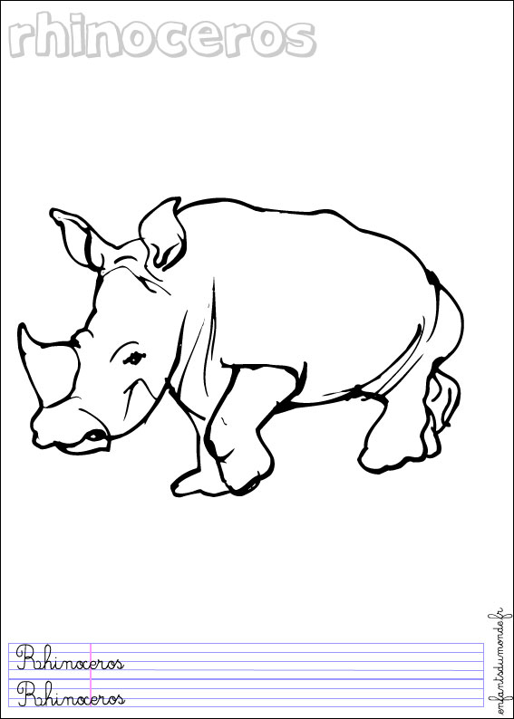 coloriage rhinoceros 1